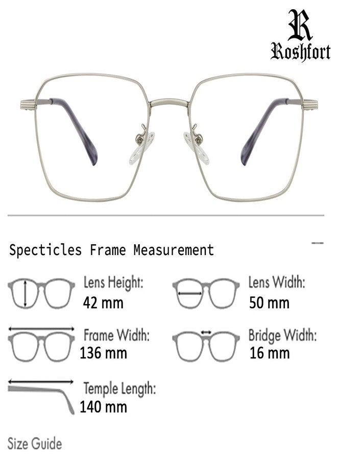 Roshfort Unisex Square Eyeglasses for Men & Women Zero Power Computer Eyewear Lightweight Medium Size M-35006 Gold Black (B-3) - Image 4