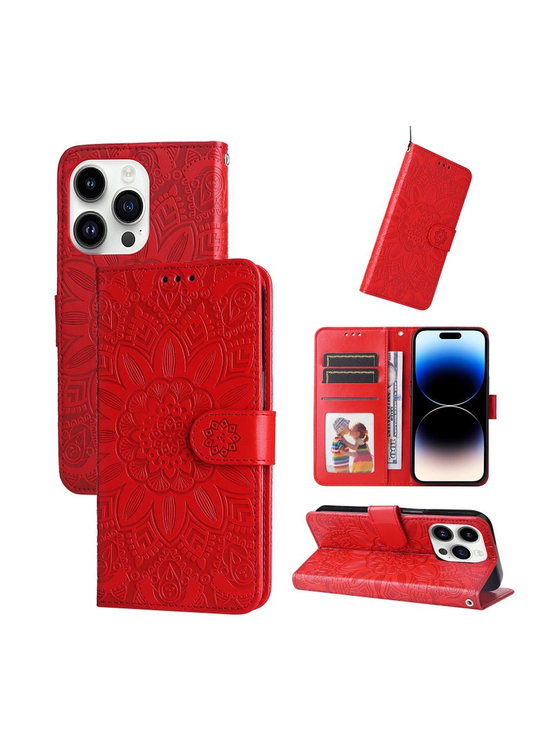 Suteni Heat Embossed Flip Cover Leather Card Slots Phone Case for iPhone - Image 3