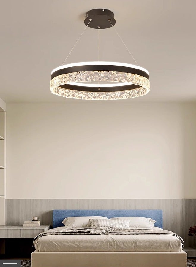 إرنيا ثريات ضوئية من طراز LED ذات مصدر دائري من طراز LED لمقصورات حديثة ذات ثريات حديثة ذات ثقوب، يمكن التحكم فيها من بعد، ويمكن استخدامها في مكتبة المقهى في غرفة المعيشة (أسود)  - Image 4