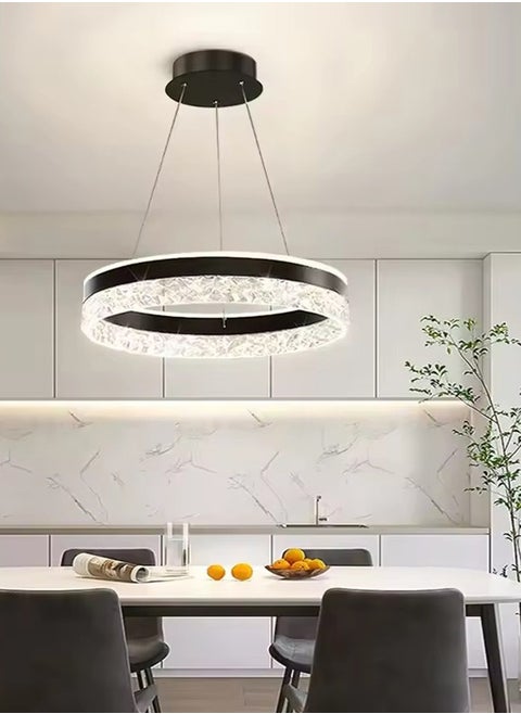 ثريات ضوئية من طراز LED ذات مصدر دائري من طراز LED لمقصورات حديثة ذات ثريات حديثة ذات ثقوب، يمكن التحكم فيها من بعد، ويمكن استخدامها في مكتبة المقهى في غرفة المعيشة (أسود)