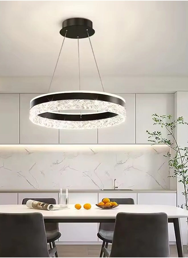 إرنيا ثريات ضوئية من طراز LED ذات مصدر دائري من طراز LED لمقصورات حديثة ذات ثريات حديثة ذات ثقوب، يمكن التحكم فيها من بعد، ويمكن استخدامها في مكتبة المقهى في غرفة المعيشة (أسود)  - Image 1