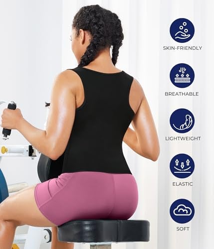 TAILONG Women's Sport Hot Sweat Slimming Neoprene Shirt Vest Body Shapers for Weight Loss No Zipper Gray Sauna Tank Top Shirt (Black Neoprene Shirt Vest, XXXL(US 26)) - Image 3