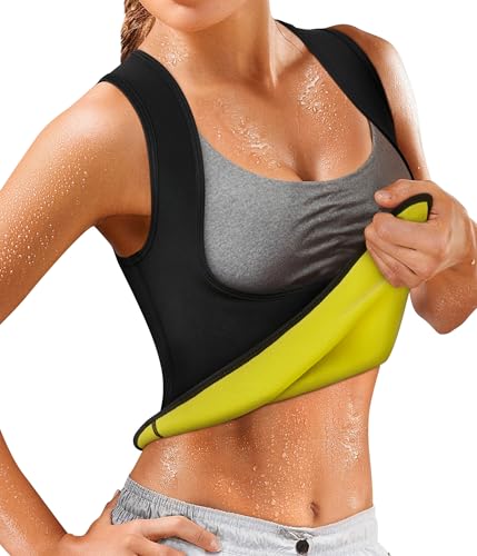 TAILONG Women's Sport Hot Sweat Slimming Neoprene Shirt Vest Body Shapers for Weight Loss No Zipper Gray Sauna Tank Top Shirt (Black Neoprene Shirt Vest, XXXL(US 26)) - Image 1