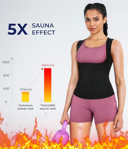 TAILONG Women's Sport Hot Sweat Slimming Neoprene Shirt Vest Body Shapers for Weight Loss No Zipper Gray Sauna Tank Top Shirt (Black Neoprene Shirt Vest, XXXL(US 26)) - Image 2