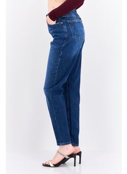 MANGO Women Mom Fit High Rise Ankle No Stretch Jeans, Navy  - Image 2