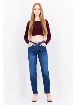 MANGO Women Mom Fit High Rise Ankle No Stretch Jeans, Navy  - Image 4