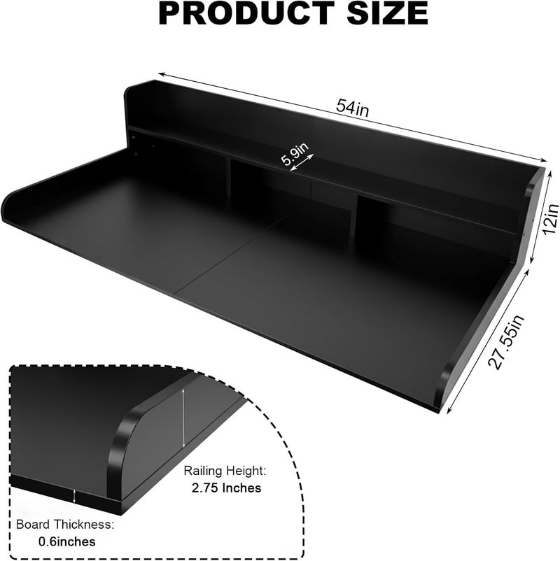HMAZAE Washer Dryer Countertop with Shelf, 2-Tier Laundry Countertop Over Washer and Dryer, 54" x 27.55" Wooden Table for Folding Clothes for Laundry Room Organization and Storage (Black) - Image 2