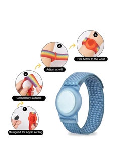 Anmi 2 Pack AirTag Bracelet for Kids, Apple Air Tag Protective Cover with Nylon Wristband, Anti Lost GPS Trackers Case Cover Elastic Watch Band for Toddlers Girls Boys Elders  - Image 3