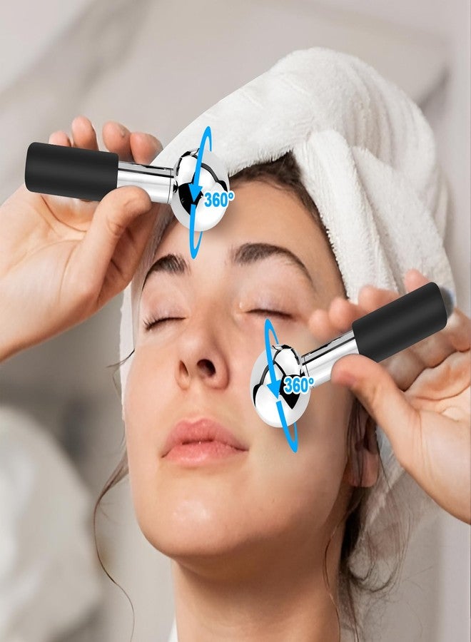 CGBE 360 Rotating Ice Globes For Face, Food-Grade Stainless Steel Facial Globes For Cryo Therapy, Smaller Ice Globes For Facials Reduce Wrinkles & Swelling - Black - Image 2