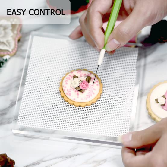 Kasmoire Cookie Decorating Turntable, Sugar Cake Cookie Decorating Supplies Kit-with Anti-Slip Silicone Mat,Turns Smoothly Easy Control and Convenient,5.7 x 5.7inch,Thicker,Acrylic,Square - Image 4
