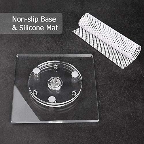 Kasmoire Cookie Decorating Turntable, Sugar Cake Cookie Decorating Supplies Kit-with Anti-Slip Silicone Mat,Turns Smoothly Easy Control and Convenient,5.7 x 5.7inch,Thicker,Acrylic,Square - Image 2