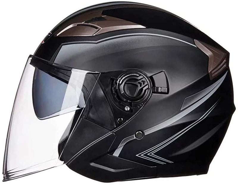 Motorcycle HelmetAdult Openface Motorbike Helmet Double Visor 34 Open Face Sun Shield Scooter Street Dirt Bike Helmet DOT Approved Large GIAY