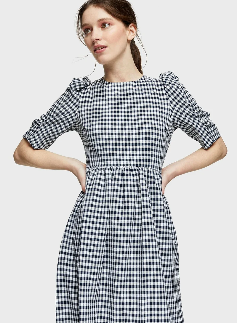 TOPSHOP Gingham Lace Up Dress