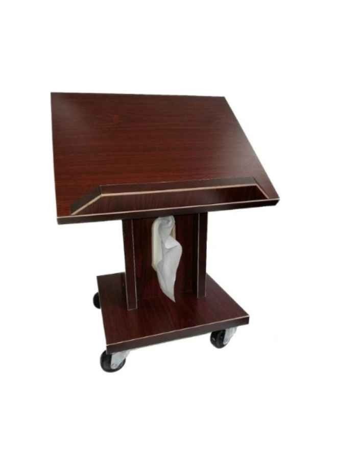 The distinctive wooden Quran holder with smooth wheels and a tissue slot is practical, easy to use and lightweight to carry. A specific and total height of 40 cm. Multi-use. It can be used to read the Holy Quran, school books and other books. It is light and easy to move and can be placed in the mosque, home and elsewhere. - Image 1