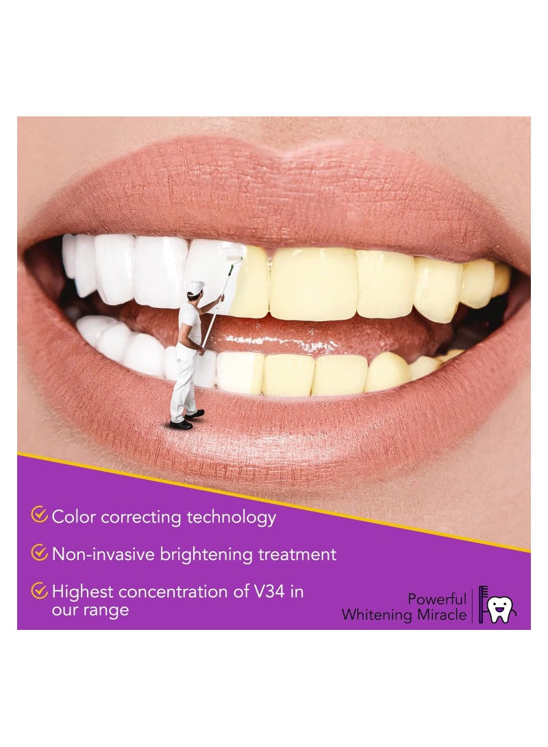 KASTWAVE Tooth Whitening Toothpaste, V34 Colour Correction Toothpaste, Purple Foam Toothpaste, Teeth Fresh Breath, Sensitive Teeth Toothpastes Stain Removal for Yellow Teeth, 60ML - 2Pcs - Image 5