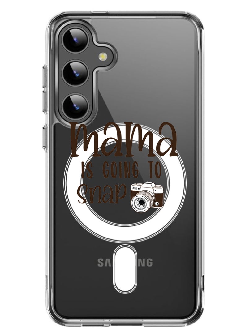 Theodor Magnetic Case for Samsung Galaxy S24 Plus 6.7-inch Compatible with MagSafe Wireless Charging, Shockproof Phone Bumper Cover Mama is going to snap black copy - Image 1