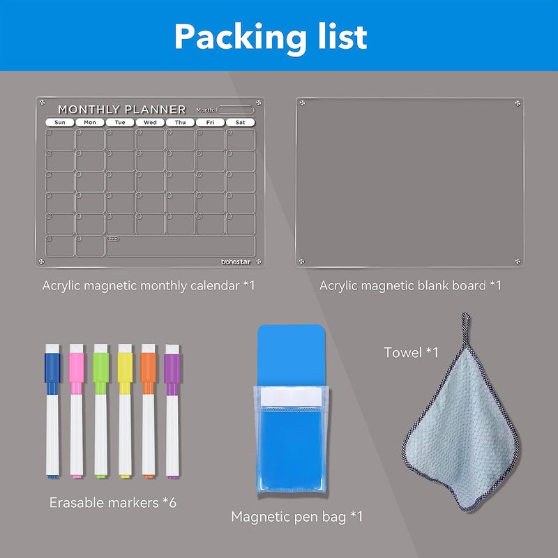 Acrylic Magnetic Dry Erase Calendar Board Dry Erase Board Calendar Reusable Plan Memo Board Refrigerator Sticker - Image 2