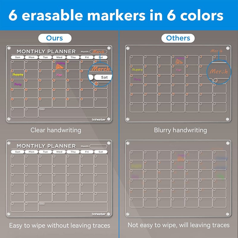 Acrylic Magnetic Dry Erase Calendar Board Dry Erase Board Calendar Reusable Plan Memo Board Refrigerator Sticker - Image 4