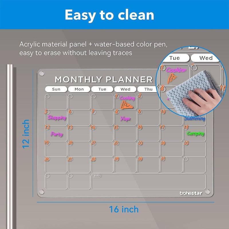 Acrylic Magnetic Dry Erase Calendar Board Dry Erase Board Calendar Reusable Plan Memo Board Refrigerator Sticker - Image 5