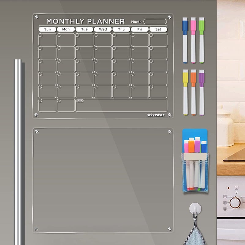 Acrylic Magnetic Dry Erase Calendar Board Dry Erase Board Calendar Reusable Plan Memo Board Refrigerator Sticker - Image 3