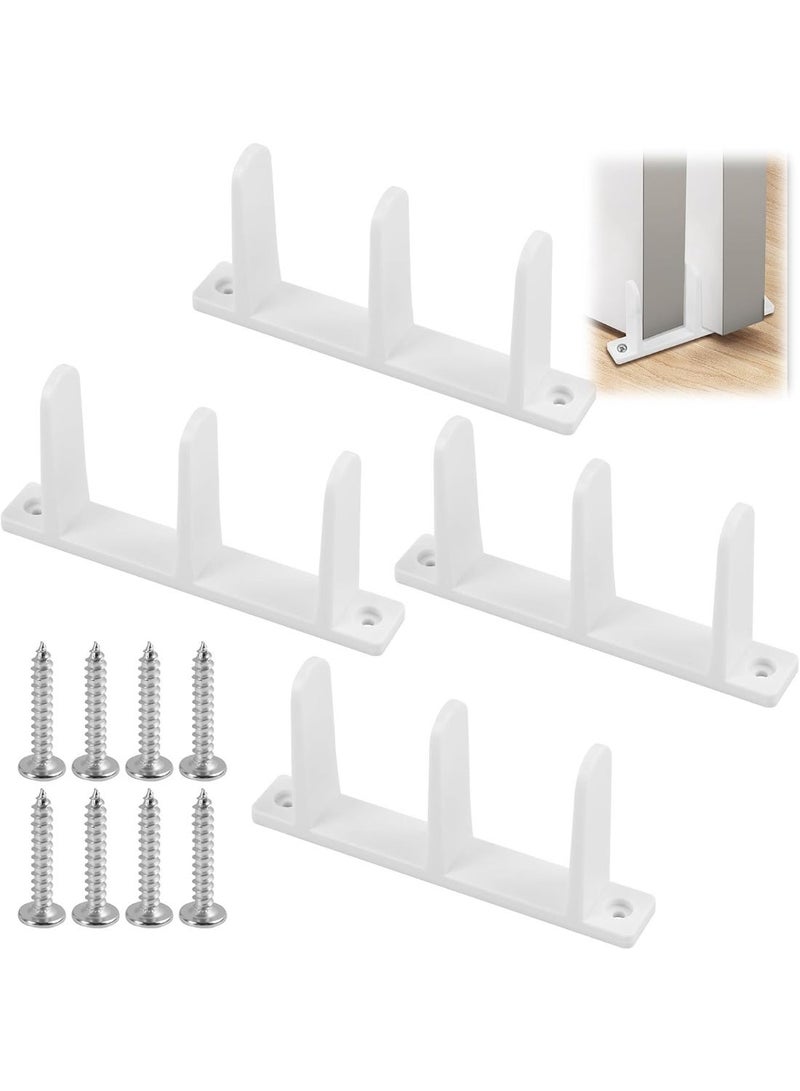 4 Pack Sliding Closet Door Floor Guide - Universal ABS White Sliding Door,Bottom Guides Design for Sliding Closet, Barn & Pocket Doors, Compatible with 1-3/8" Thick Doors, Includes Screws - Image 1