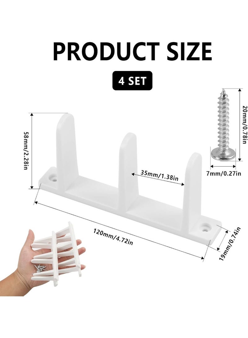 4 Pack Sliding Closet Door Floor Guide - Universal ABS White Sliding Door,Bottom Guides Design for Sliding Closet, Barn & Pocket Doors, Compatible with 1-3/8" Thick Doors, Includes Screws - Image 2