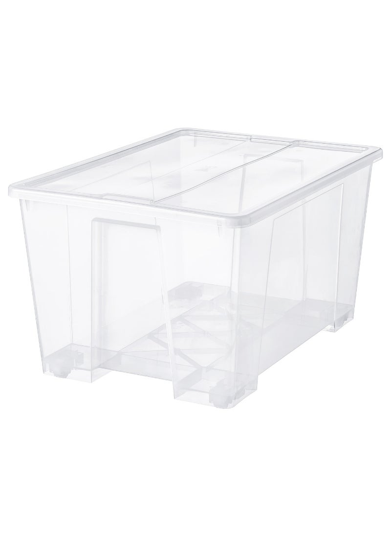 Box with Lid - Transparent, Clear Plastic Storage Container with Secure Lid, Ideal for Organizing and Storing Items, Stackable Design for Space Efficiency,
