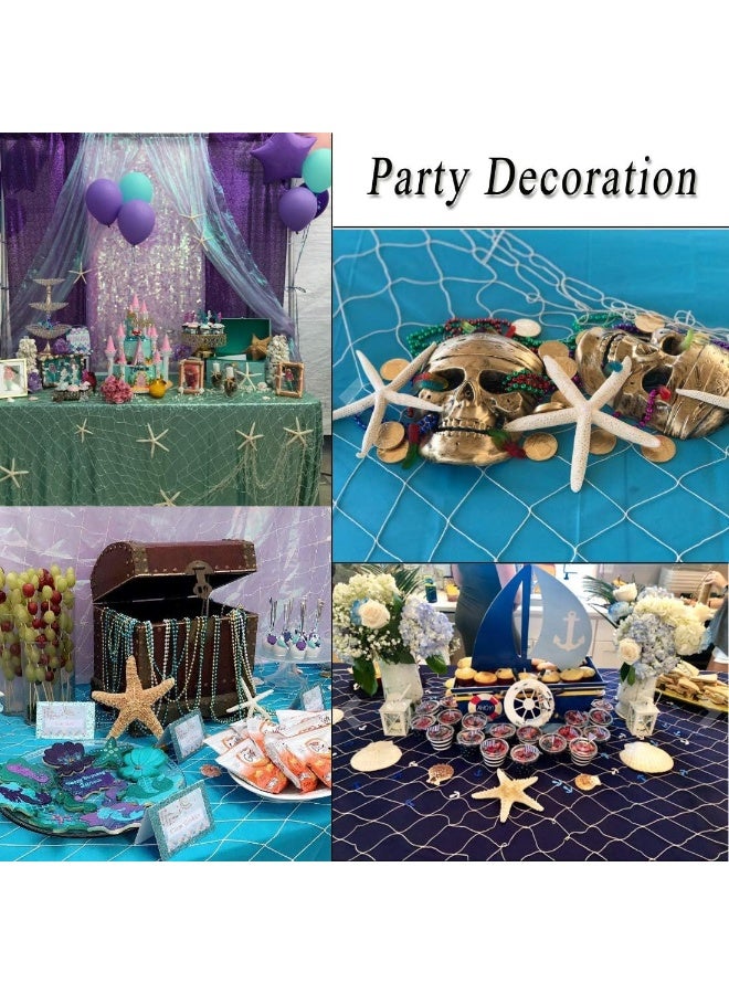 Fangoo 79 x 59 inch Nature Fish Net Wall Decoration with Colorful Sea Shells and 10 Pcs Natural Starfish Ocean Themed Mediterranean Style Fishing Net for Beach Party,Wedding,photography Wall Decoration - Image 5