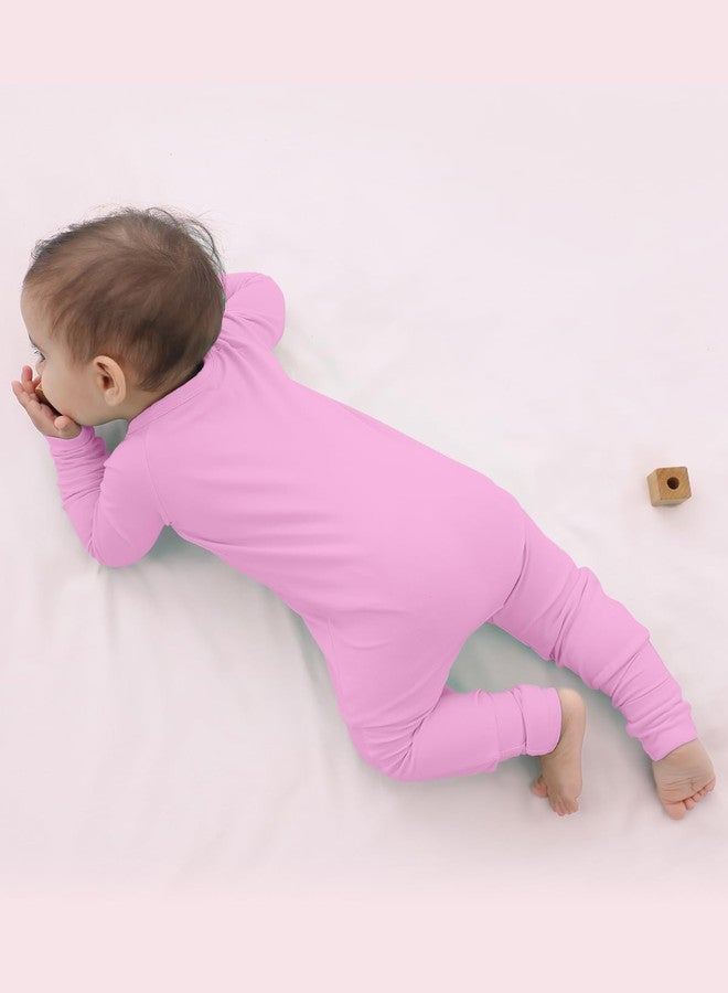 GUISBY Baby Girl Rayon Pajamas, Comfy Long Sleeve with Double Zipper Sleepers Pink 3-6 Months - Image 5