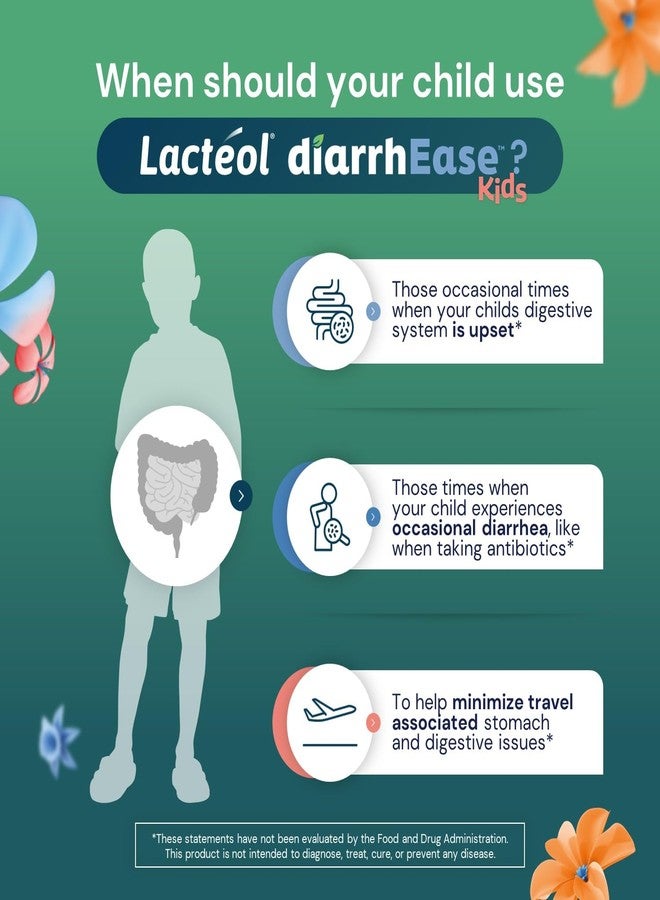 Lactéol diarrhEase Kids - a Safe, Drug Free and clinically Tested postbiotic Strain that Shortens the Duration of Occasional Diarrhea- Works Naturally with Your Child’s Body, 10 Count - Image 2