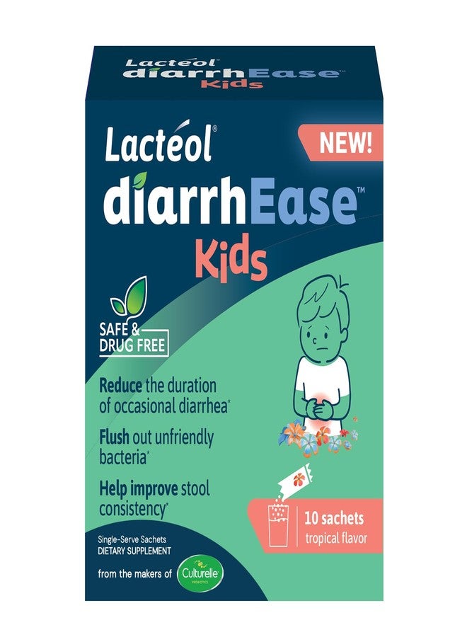 Lactéol diarrhEase Kids - a Safe, Drug Free and clinically Tested postbiotic Strain that Shortens the Duration of Occasional Diarrhea- Works Naturally with Your Child’s Body, 10 Count - Image 1