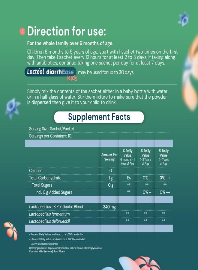 Lactéol diarrhEase Kids - a Safe, Drug Free and clinically Tested postbiotic Strain that Shortens the Duration of Occasional Diarrhea- Works Naturally with Your Child’s Body, 10 Count - Image 3