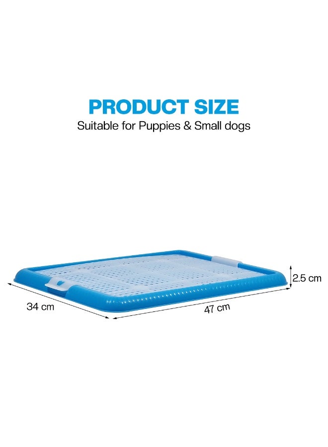 NNC PETS Puppy potty training toilet tray for Indoor/Outdoor use, Leak-proof dog pee pad holder with Leak-proof design and Removable grid, Ideal for Small to Medium dogs, 47 cm (BLUE) - Image 2