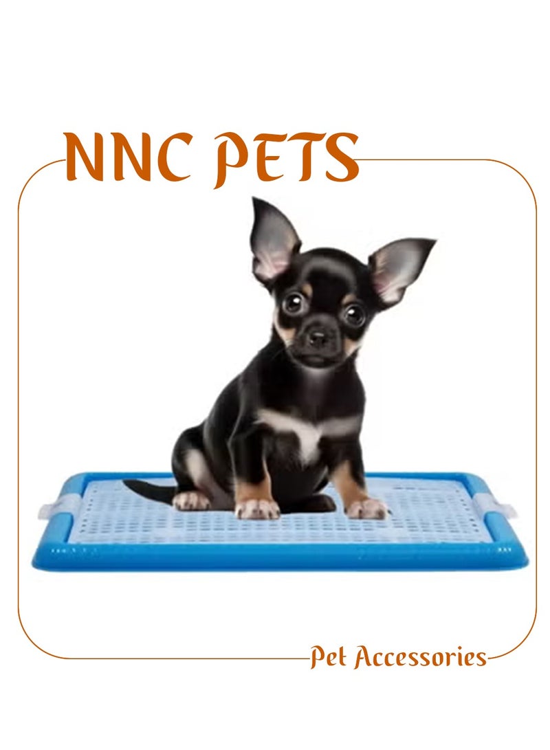 NNC PETS Puppy potty training toilet tray for Indoor/Outdoor use, Leak-proof dog pee pad holder with Leak-proof design and Removable grid, Ideal for Small to Medium dogs, 47 cm (BLUE) - Image 1