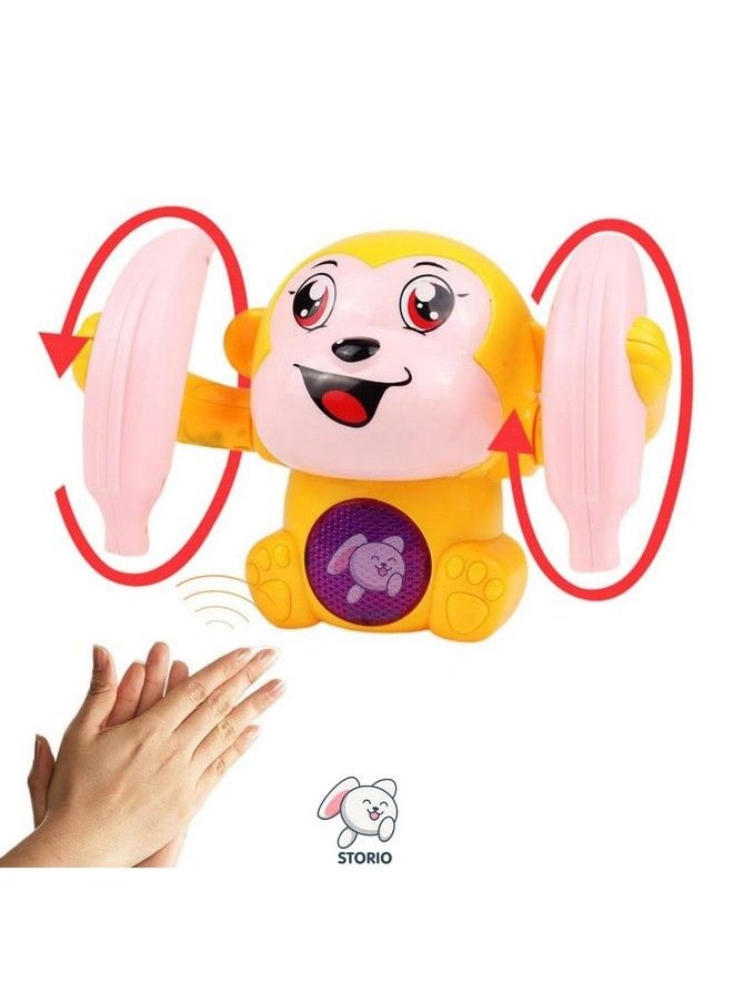 Storio - Dancing Monkey Musical Toy For Kids Baby Spinning Rolling Doll Tumble Toy With Voice Control Musical Light And Sound Effects With Sensor - Image 1