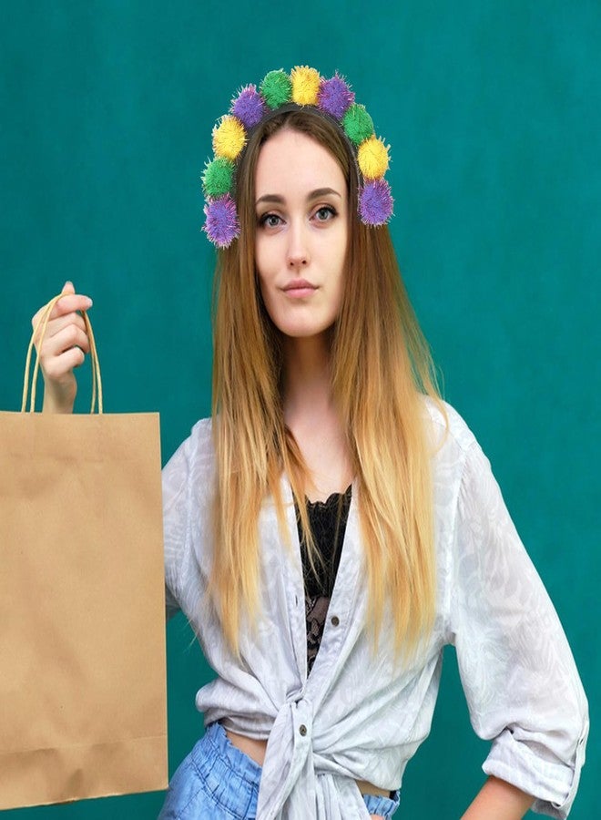 دونيس طوق رأس ماردي غرا لامع باللون البنفسجي والأخضر والذهبي، طوق رأس مزين بكرة منفوشة، إكسسوارات شعر ليوم الثلاثاء البدين، أطواق رأس مزينة بزهرة الزنبق للنساء والفتيات والأطفال، أغطية رأس للاحتفالات والمواكب والمهرجانات - Image 4