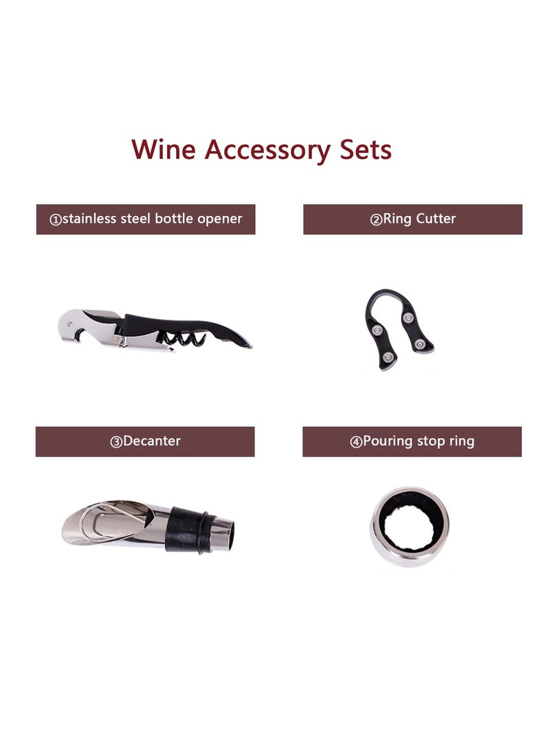 SYOSI Wine Leather Boxes for Wedding Anniversary Travel Restaurant Party Gifts for Wine Lovers Storage Box for Home Wine Collection With Wine Accessories Set(Red) - Image 5