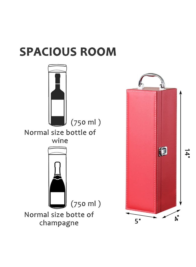 SYOSI Wine Leather Boxes for Wedding Anniversary Travel Restaurant Party Gifts for Wine Lovers Storage Box for Home Wine Collection With Wine Accessories Set(Red) - Image 4