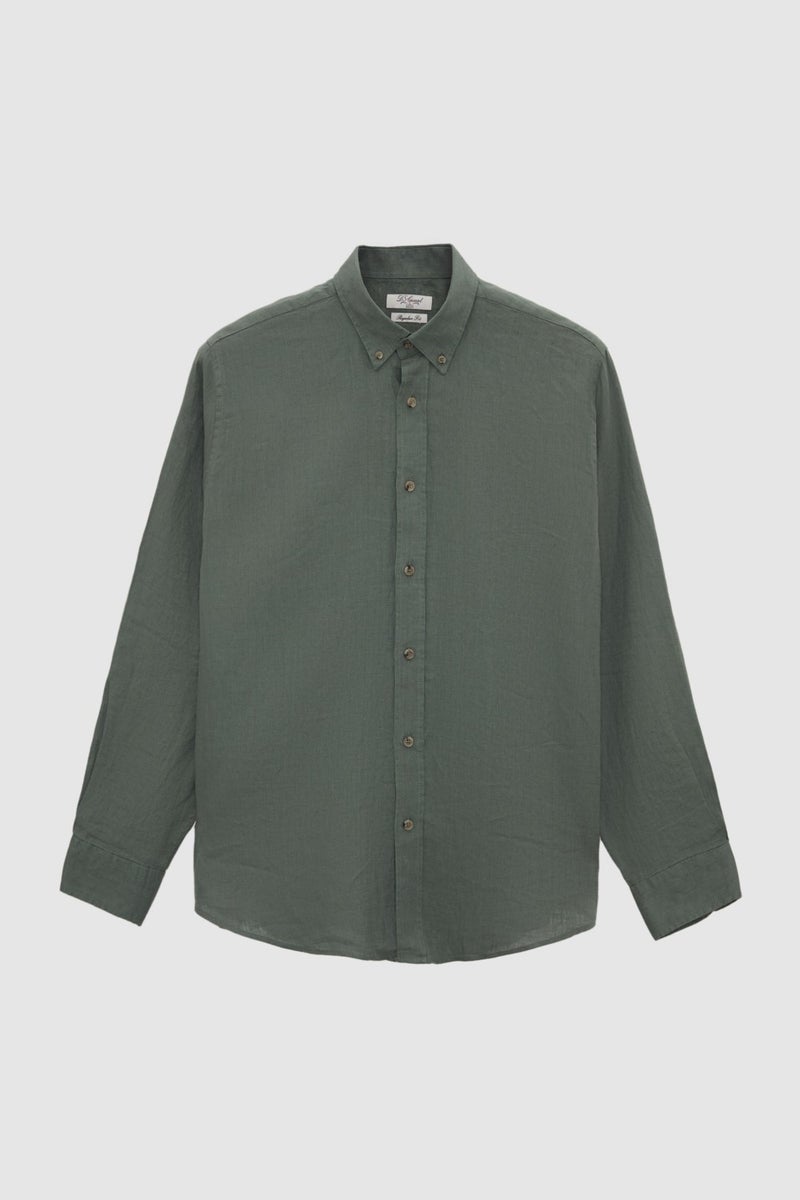 D'S DAMAT Ds Damat Comfort Khaki Plain Shirt - Image 5