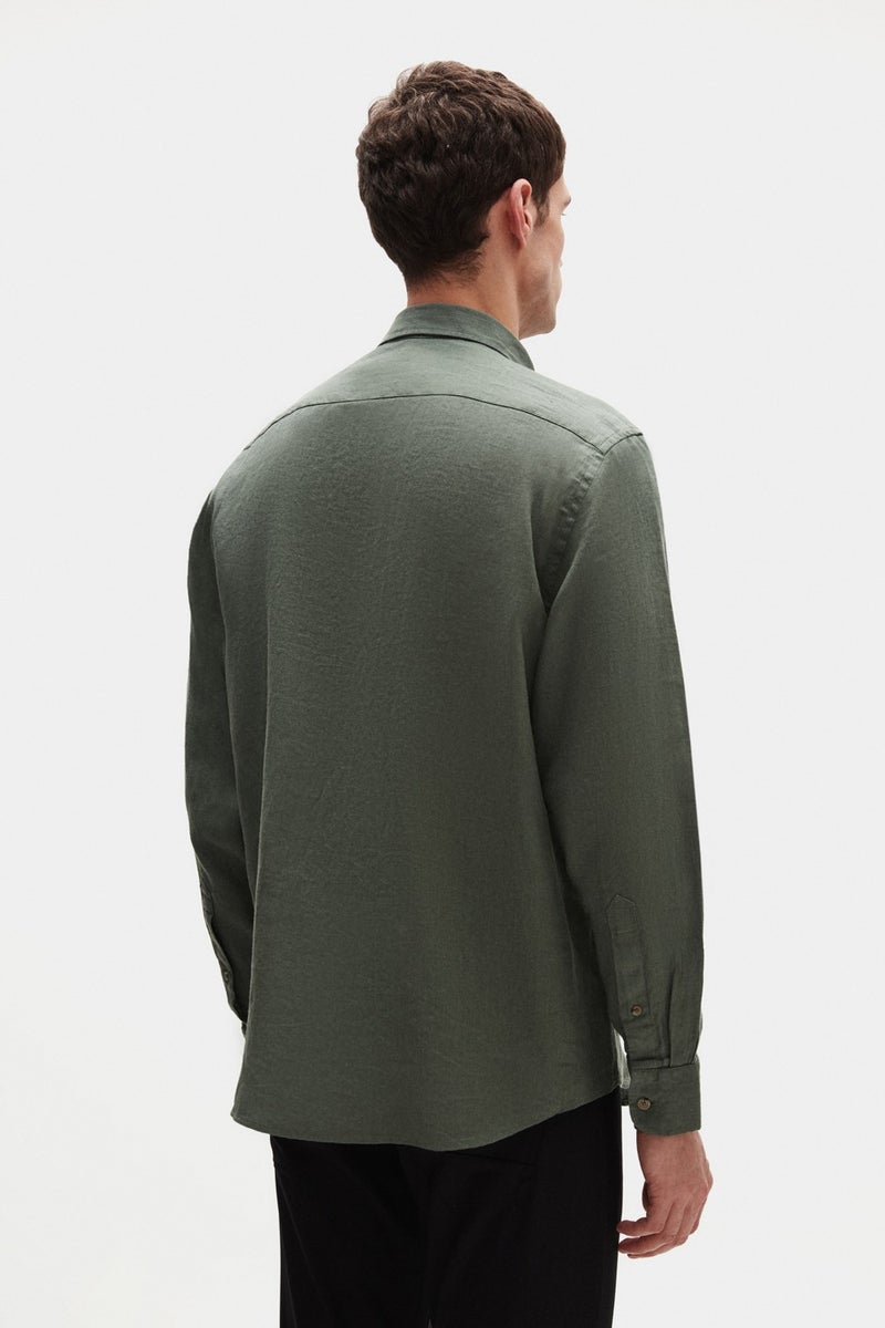D'S DAMAT Ds Damat Comfort Khaki Plain Shirt - Image 3