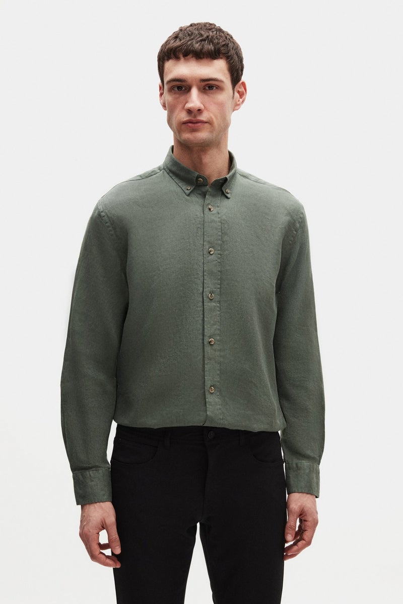 D'S DAMAT Ds Damat Comfort Khaki Plain Shirt - Image 1