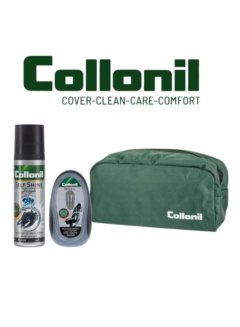 Collonil Collonil Value Pack – Instant Shine Kit with Mobil Sponge Black, Self Shine Polish & Free Travel Bag - Image 2