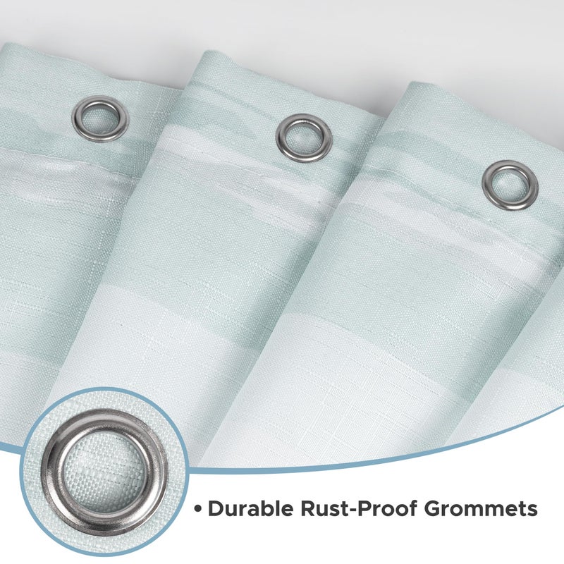 Sunlit Ombre Teal Textured Slubbed Fabric Shower Curtain  Teal Blue and White Stripe Shower Curtains for Bathroom Decoration  Wave Striped Bathroom Curtains  71x71 - Image 5