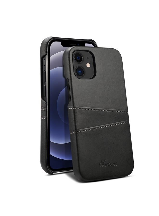 اس-توب جراب لهاتف iPhone 12 / 12 Pro، غطاء خلفي واقٍ من جلد العجل مع فتحات للبطاقات - Image 1