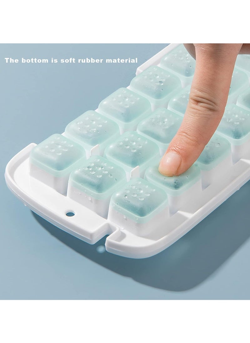 Beyond Basics - Beyond Basics Ice Cube Tray With Lid Storage Box Press Type 32x2 Double Ice Cubes Tray Easy Press Silicone Ice Cube Tray with Ice Container Blue - Image 1