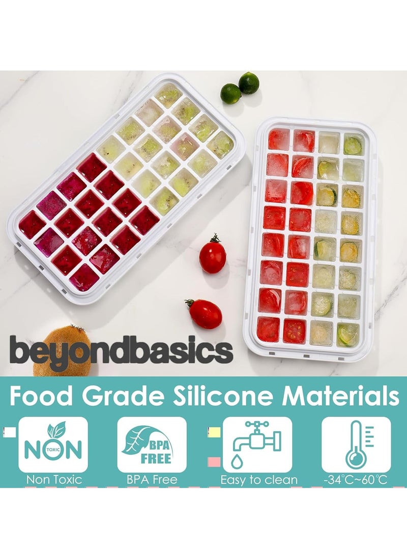 Beyond Basics - Beyond Basics Ice Cube Tray With Lid Storage Box Press Type 32x2 Double Ice Cubes Tray Easy Press Silicone Ice Cube Tray with Ice Container Blue - Image 1