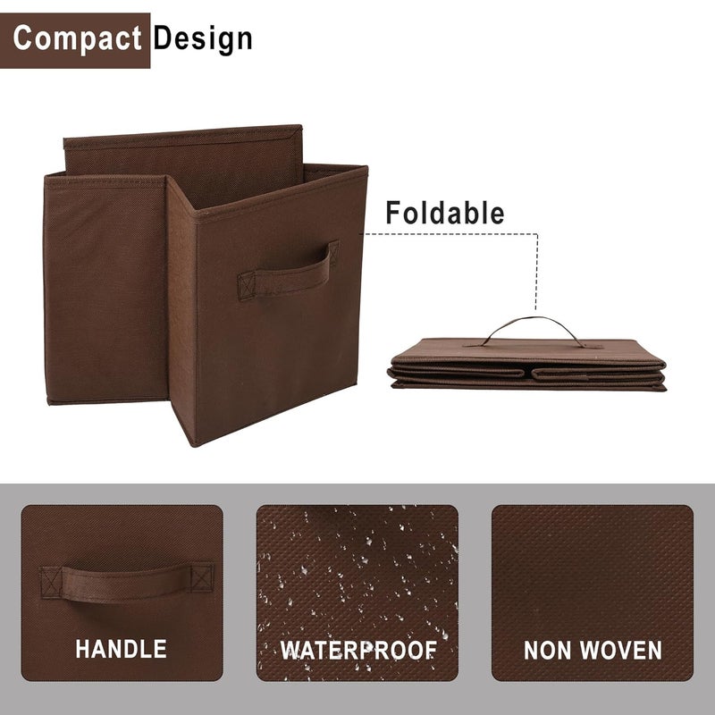 Kuber Industries Pack of 2 Square Foldable Multipurpose Wardrobe Storage Organizer for Home 11 Inch Portable CupboardCloset Organiser Storage Box for Clothes Toys Pink Brown - Image 4