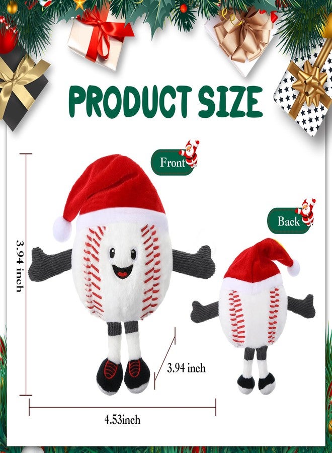 ElectricWise Adorable Baseball Stuffed Animal, Soft Baseball Plush with Santa Hat, Base Ball Plush Desk Ornament for Christmas Decoration, Collectible Gift for Sports Fans - Image 3