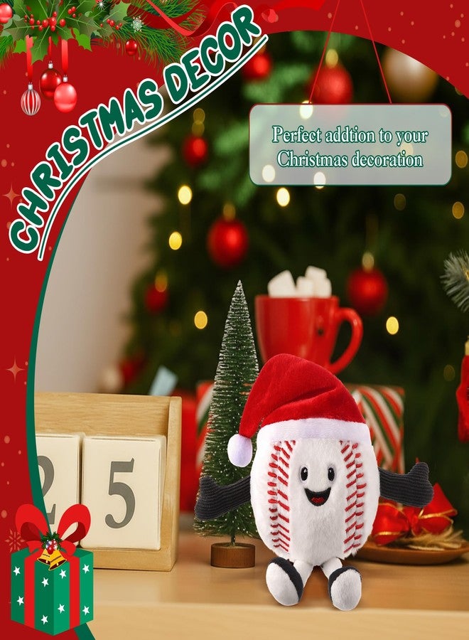 ElectricWise Adorable Baseball Stuffed Animal, Soft Baseball Plush with Santa Hat, Base Ball Plush Desk Ornament for Christmas Decoration, Collectible Gift for Sports Fans - Image 5