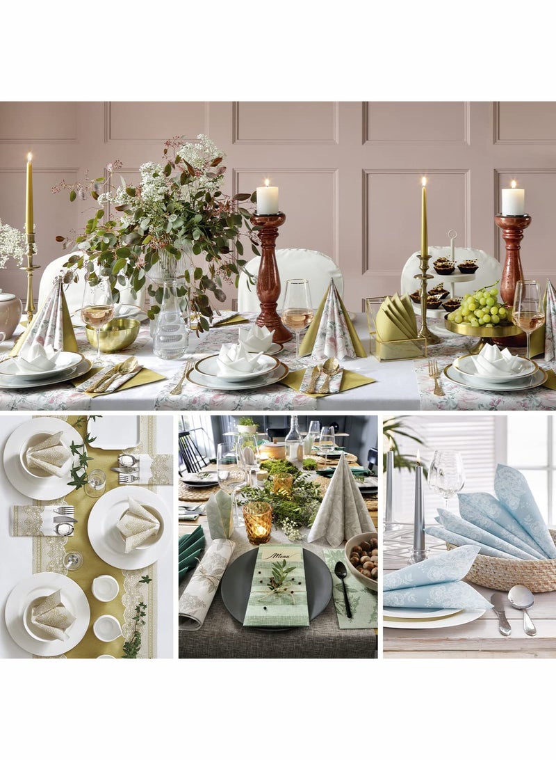 50 قطعة قماش يمكن التخلص منها مثل المناديل ، جيب أدوات مائدة مدمج ، بياضات حفل زفاف يشعر منديل أبيض ، مطوي مسبقا للأواني الفضية ، 16 * 16 بوصة ، أبيض - Image 5